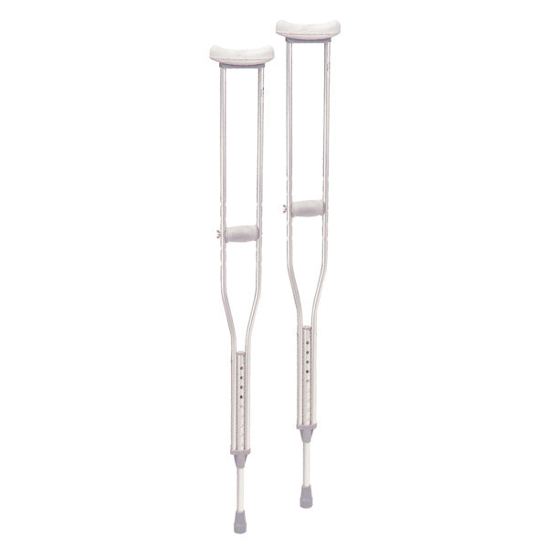 Pair of white crutches on a white background