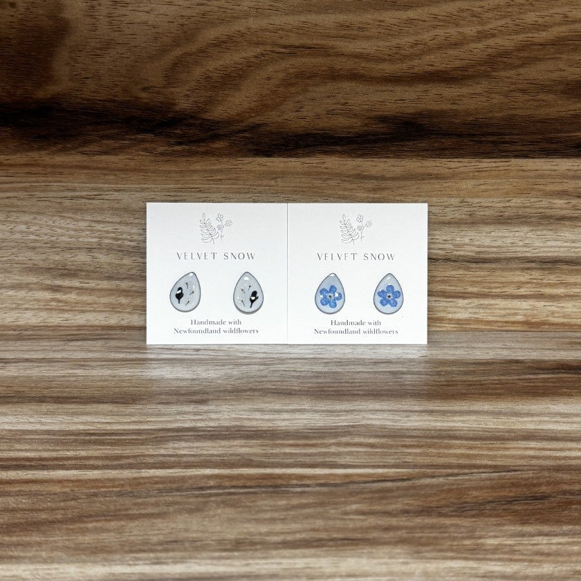 Velvet Snow Medium Teardrop Stud Earrings