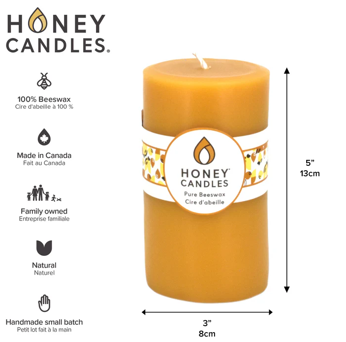 Honey Candles Round Natural Beeswax Pillar Candles