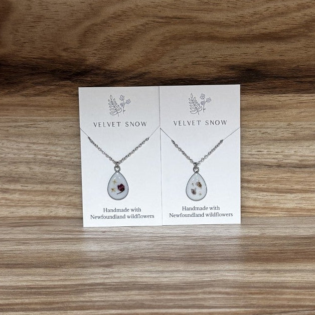 Velvet Snow Small Teardrop Pendant Necklace