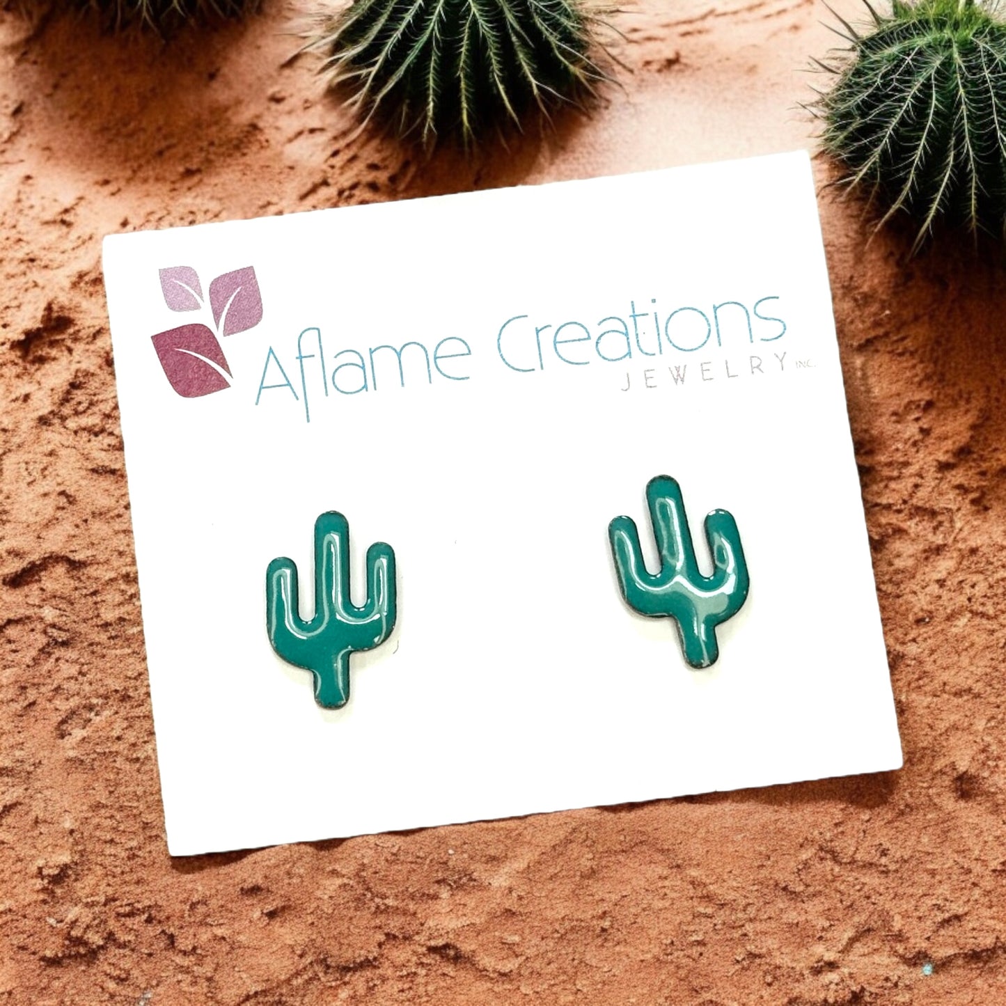Aflame Creations Cactus Stud Earrings