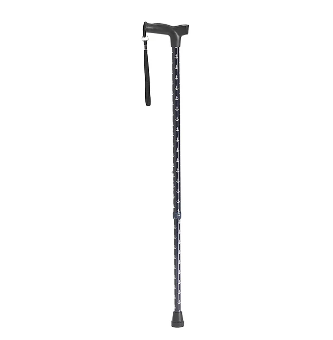 Navy walking cane on a white background