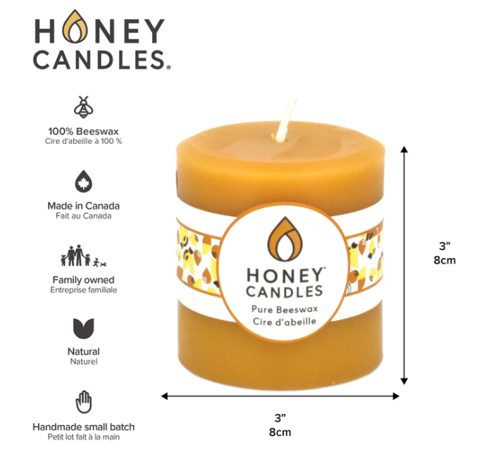 Honey Candles Round Natural Beeswax Pillar Candles