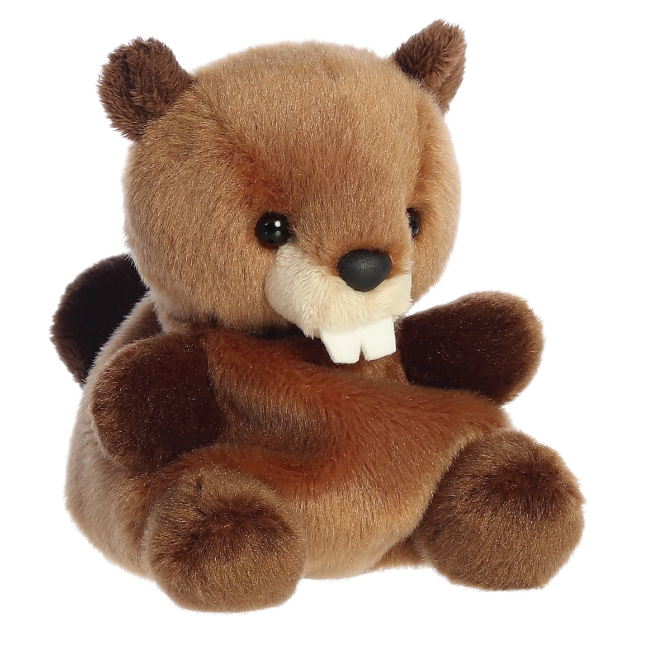 Plush toy beaver on a white background