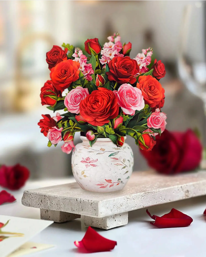 Fresh Cut Paper Mini Flower Bouquet Pop-Up Cards