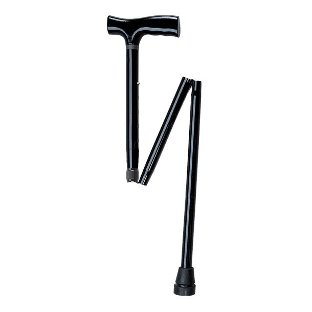 Black folding cane on a white background