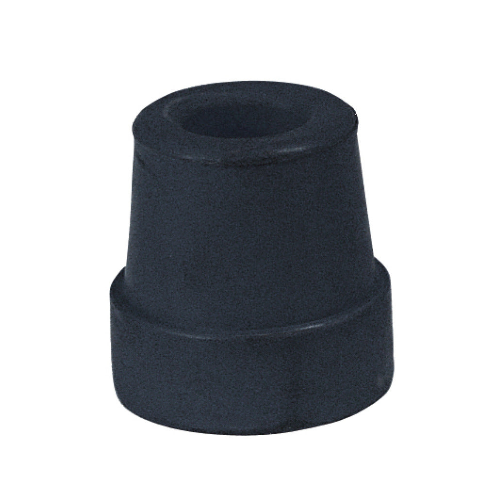 Black rubber cane tip on a white background