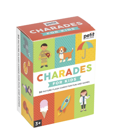 Box of 'Charades for Kids' game with colorful illustrations on a white background