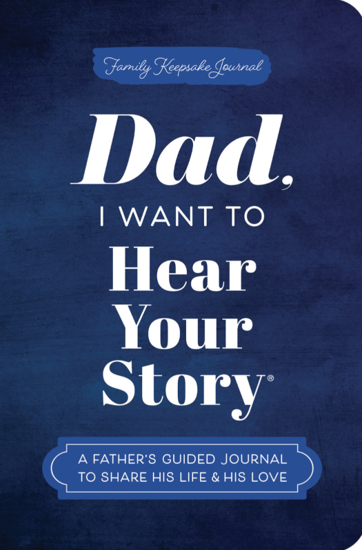 Journal cover with text 'Dad, I Want to Hear Your Story' on a blue background