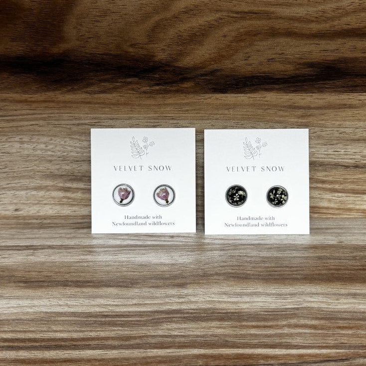 Velvet Snow Medium Round Stud Earrings