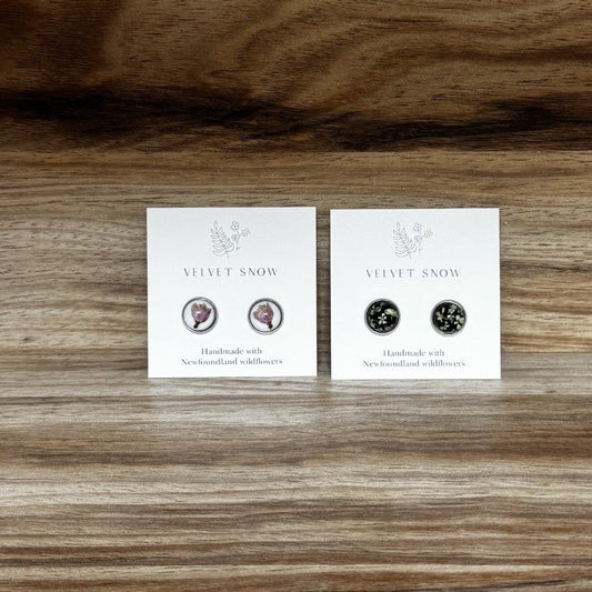 Velvet Snow Medium Round Stud Earrings