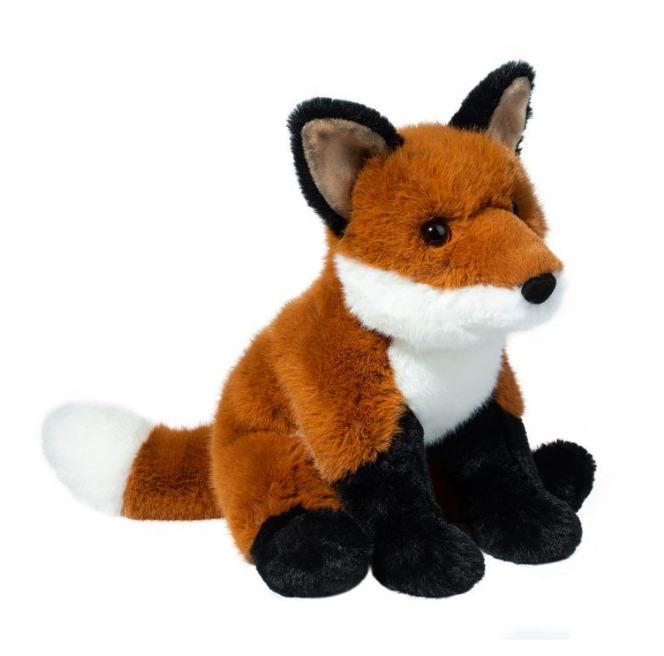 Plush fox toy on a white background