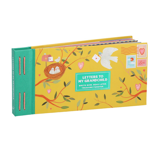 Book titled 'Letters to My Grandchild' with colorful illustrations on a white background