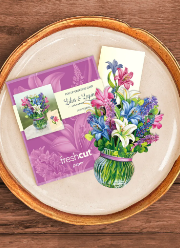 Fresh Cut Paper Mini Flower Bouquet Pop-Up Cards