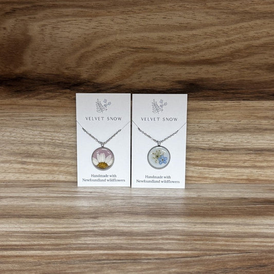 Velvet Snow Medium Round Pendant Necklace