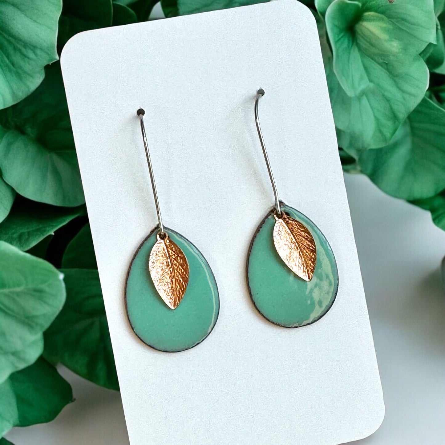 Aflame Creations Leaf Teardrop Earrings