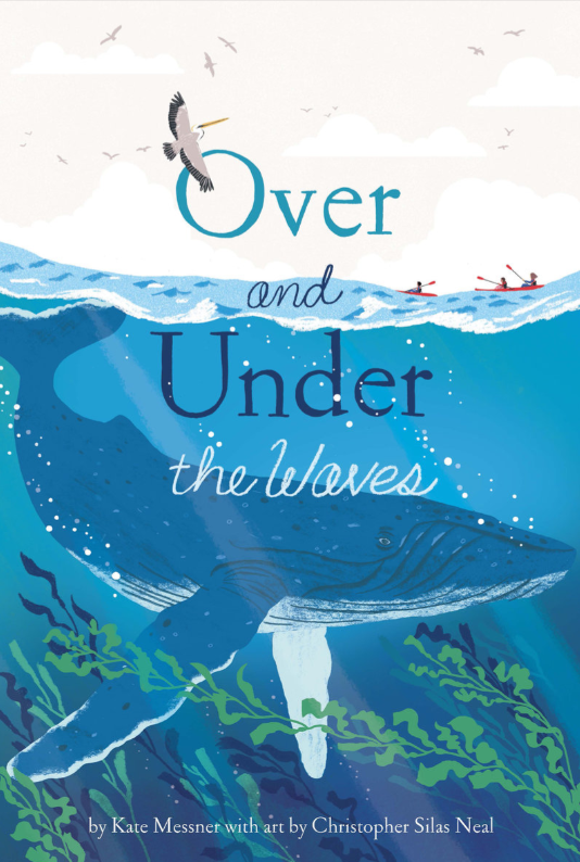 Book cover of 'Over and Under the Waves' with whale illustration and text.
