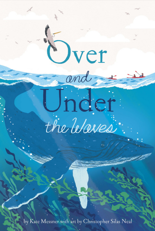 Book cover of 'Over and Under the Waves' with whale illustration and text.