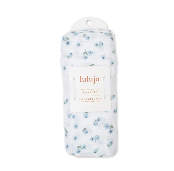 Floral-patterned swaddle blanket by lulujo on a white background