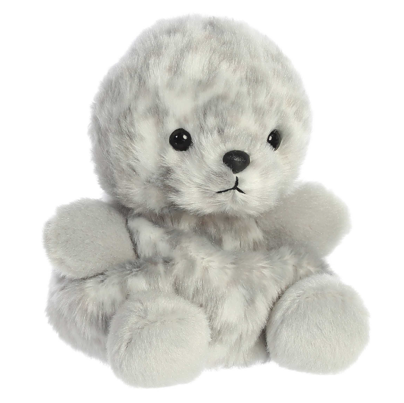 Plush toy seal on a white background