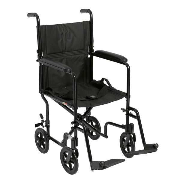 Black manual wheelchair on a white background
