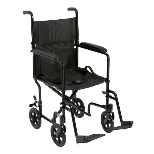 Black manual wheelchair on a white background