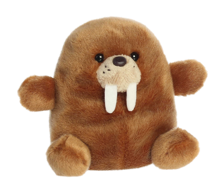 Plush toy walrus on a white background