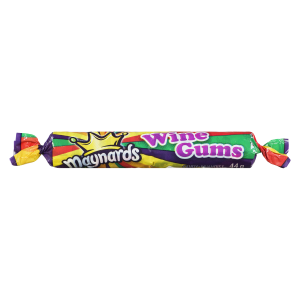 Maynards Wind Gums candy bar with colorful wrapper on a white background
