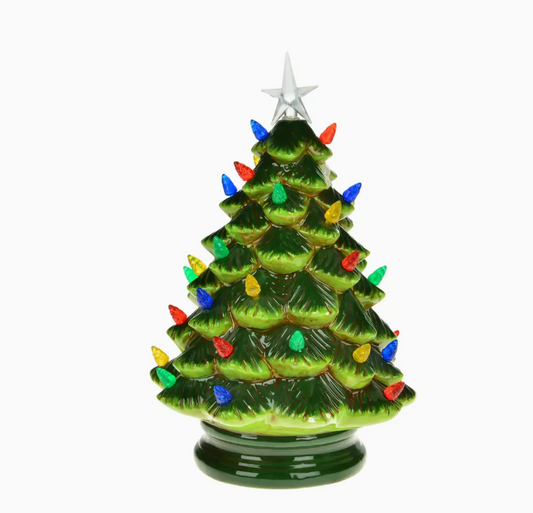 Ceramic Vintage Style Christmas Tree with LED Lights